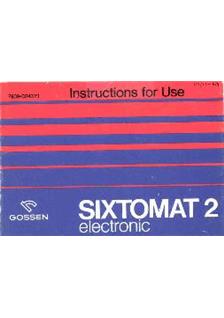 Gossen Sixtomat 2 manual. Camera Instructions.
